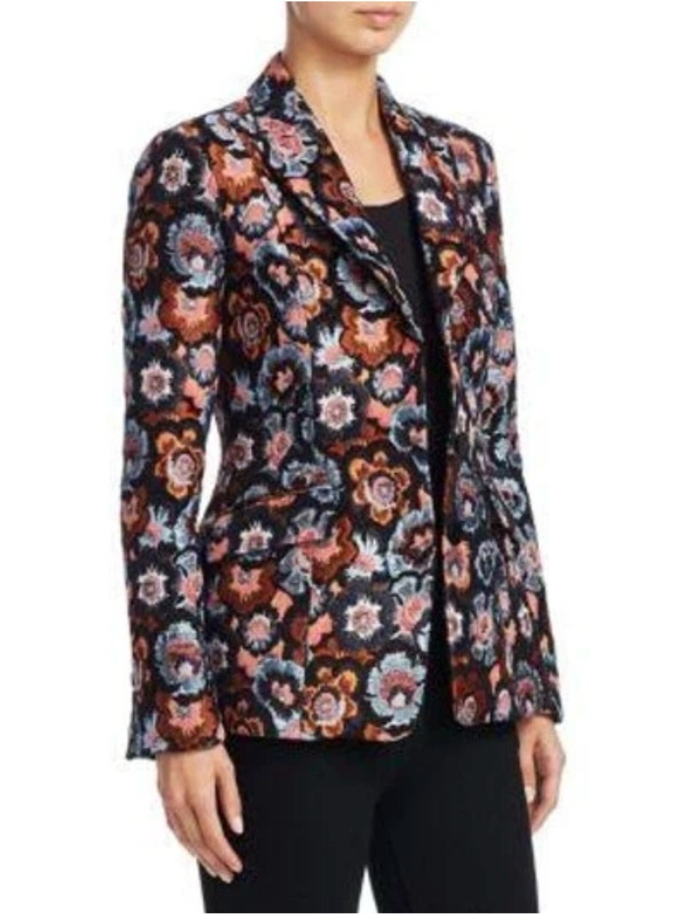 THEORY Floral Jacquard Riding Jacket Blazer 4 Multi Italian Woven - Picture 16 of 16